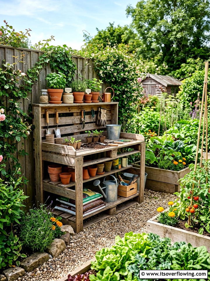 Potting bench - 25 creative garden ideas with pallet planters