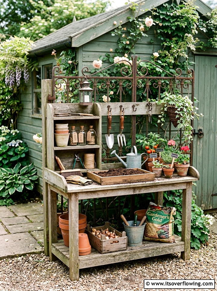 Potting bench - 25 upcycled garden ideas with old gates