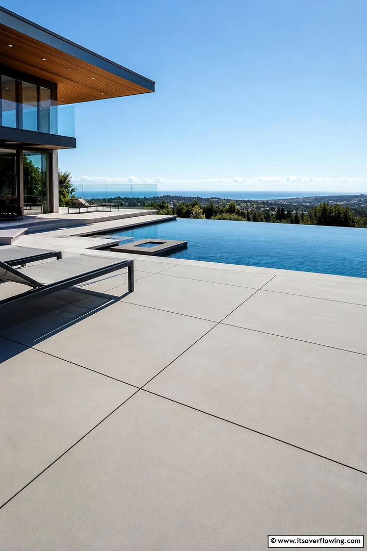Poured Concrete with Geometric Cuts - 20 Stylish Concrete Pool Deck Ideas for Your Backyard