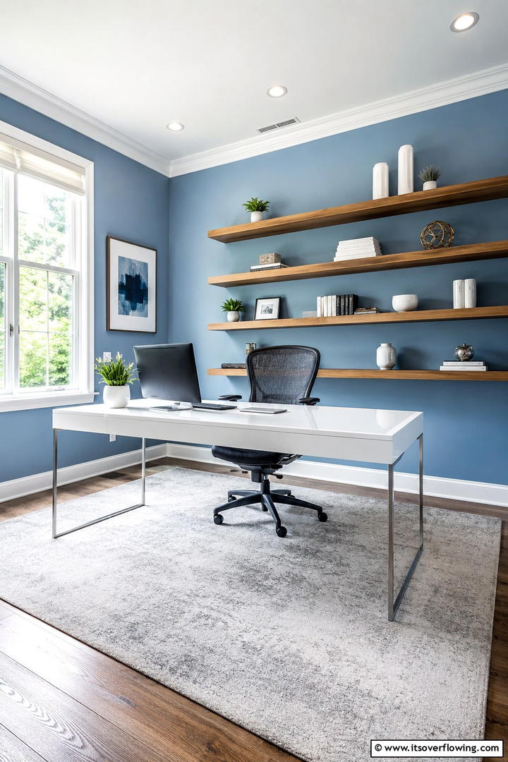 Powder Blue Office Space - 30 Pastel Colour Home Design Ideas for a Serene Ambiance
