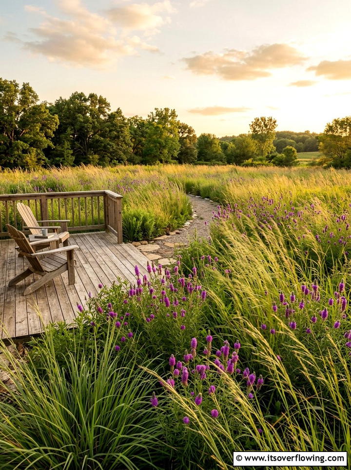Prairie style backyard landscape - 25 backyard ideas with native plants