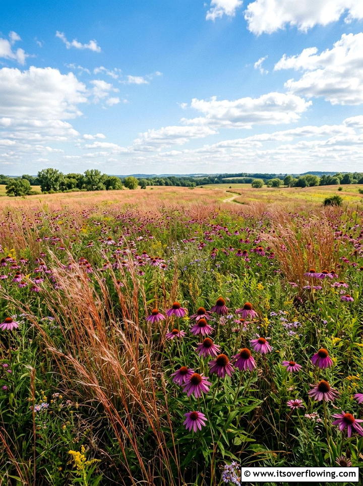 Prairie style garden with grasses and perennials - 25 garden ideas with ornamental grasses