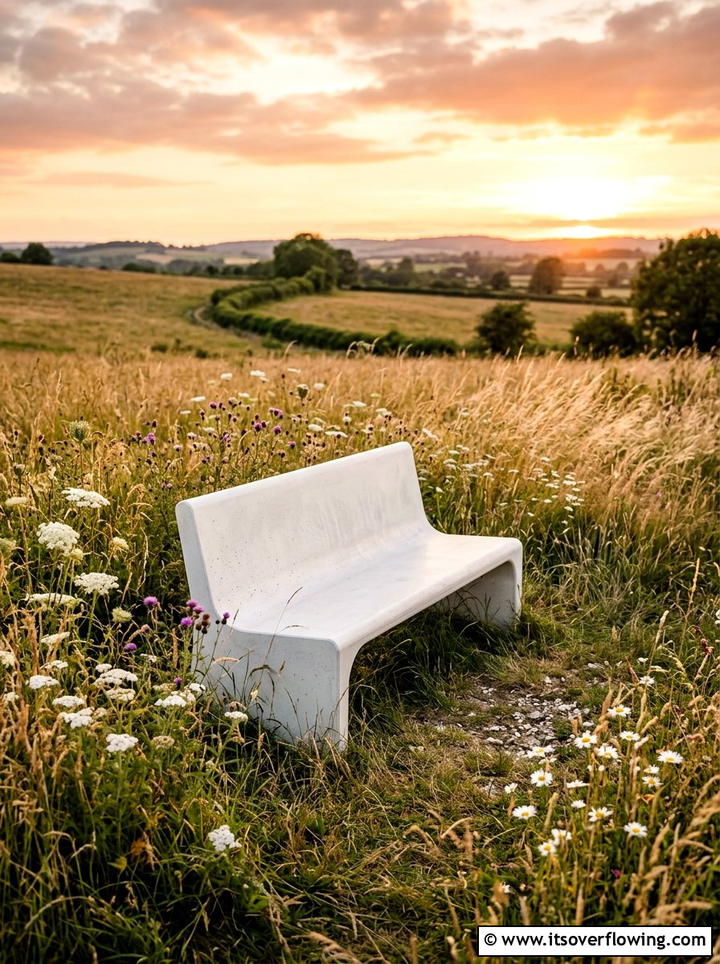 Precast concrete bench for meadow - 25 backyard ideas with concrete bench