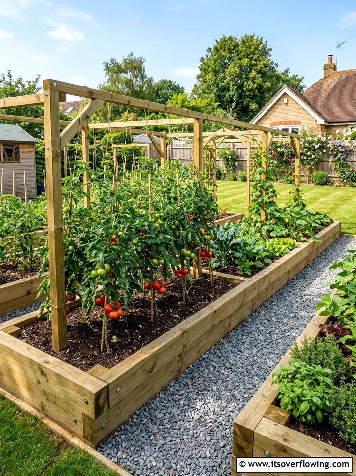 Pressure treated timber - 25 garden ideas with edging