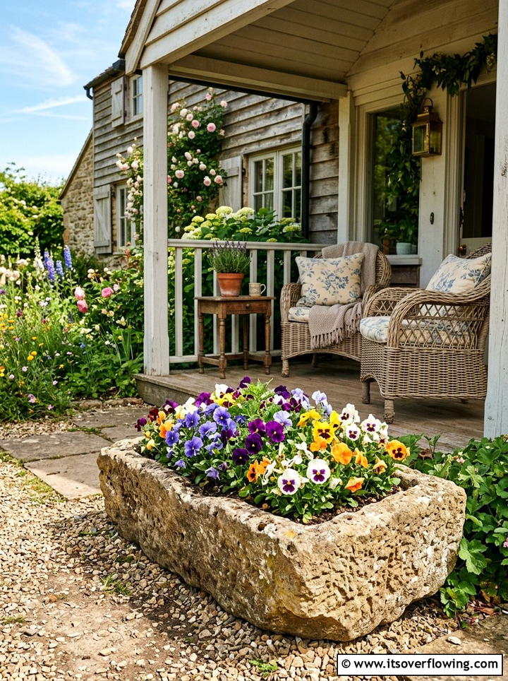Primitive garden trough - 25 garden ideas with hypertufa planters