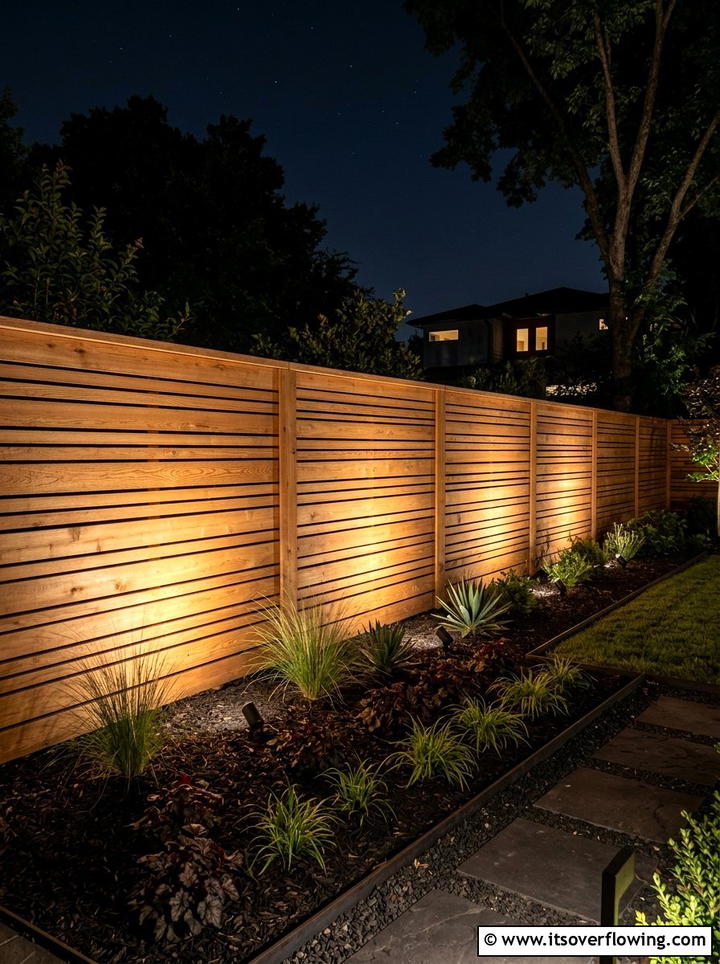 Privacy Fence Backlighting - 25 garden design ideas with lighting plans