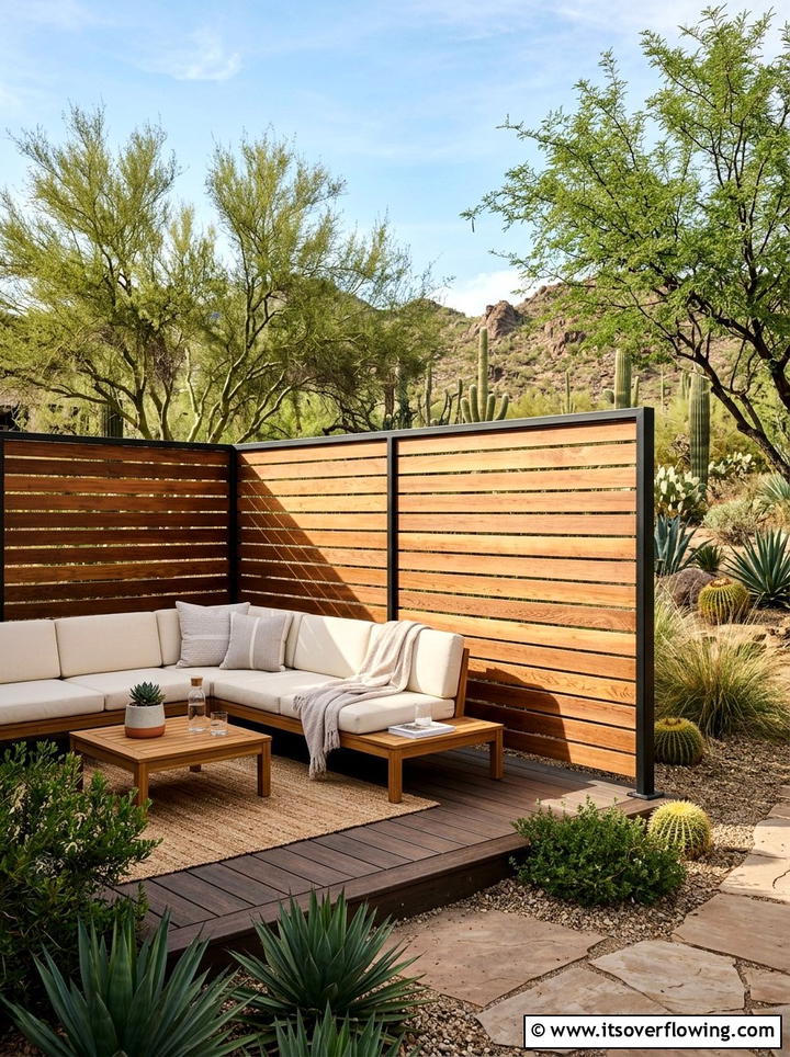 Privacy Screen - 25 backyard ideas with desert landscape