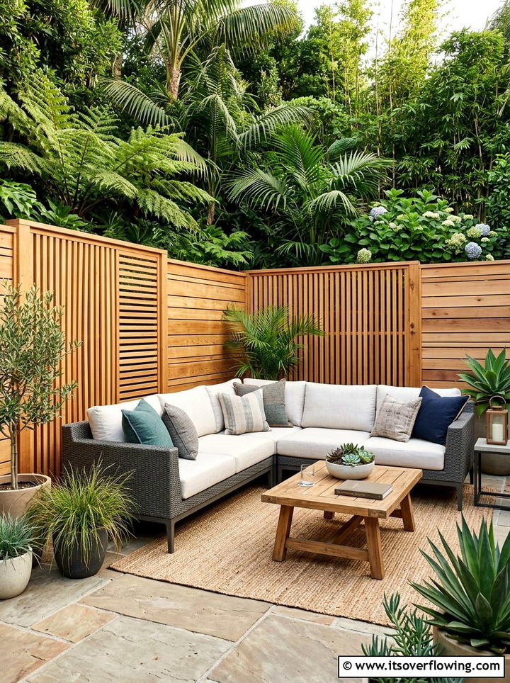 Privacy Screen Lounge - 25 backyard ideas for rental homes