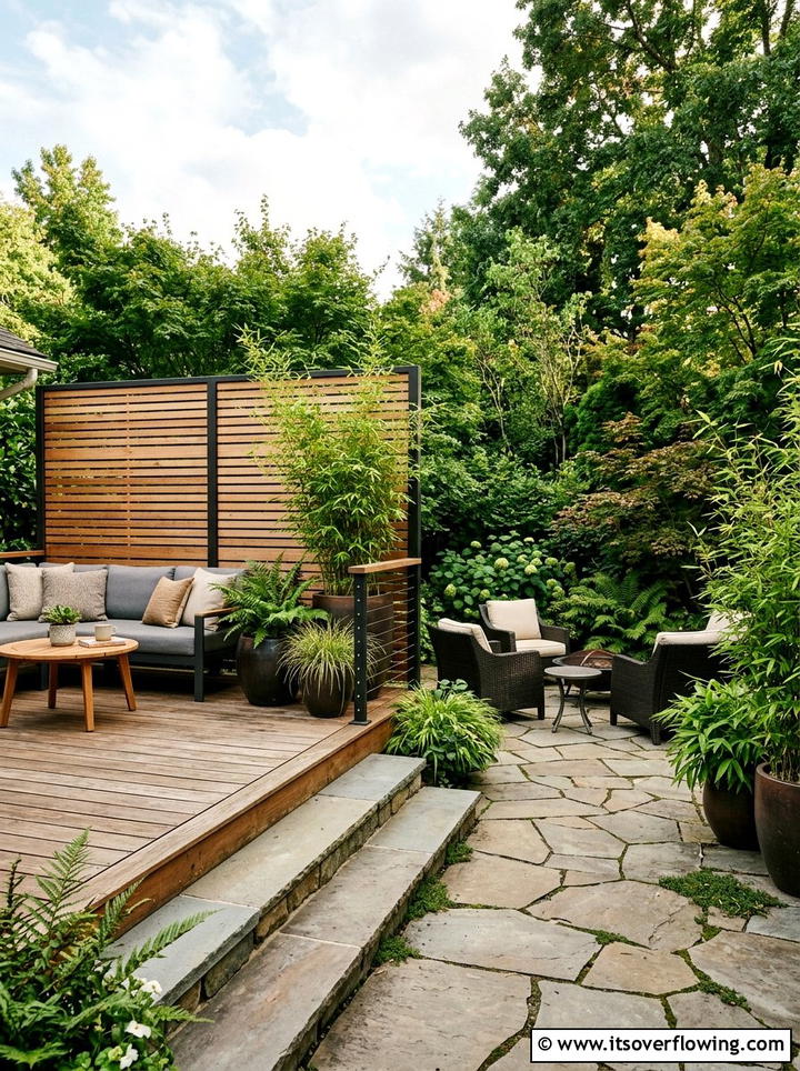 Privacy Screen On Deck Beside Patio - 25 garden design ideas with deck and patio