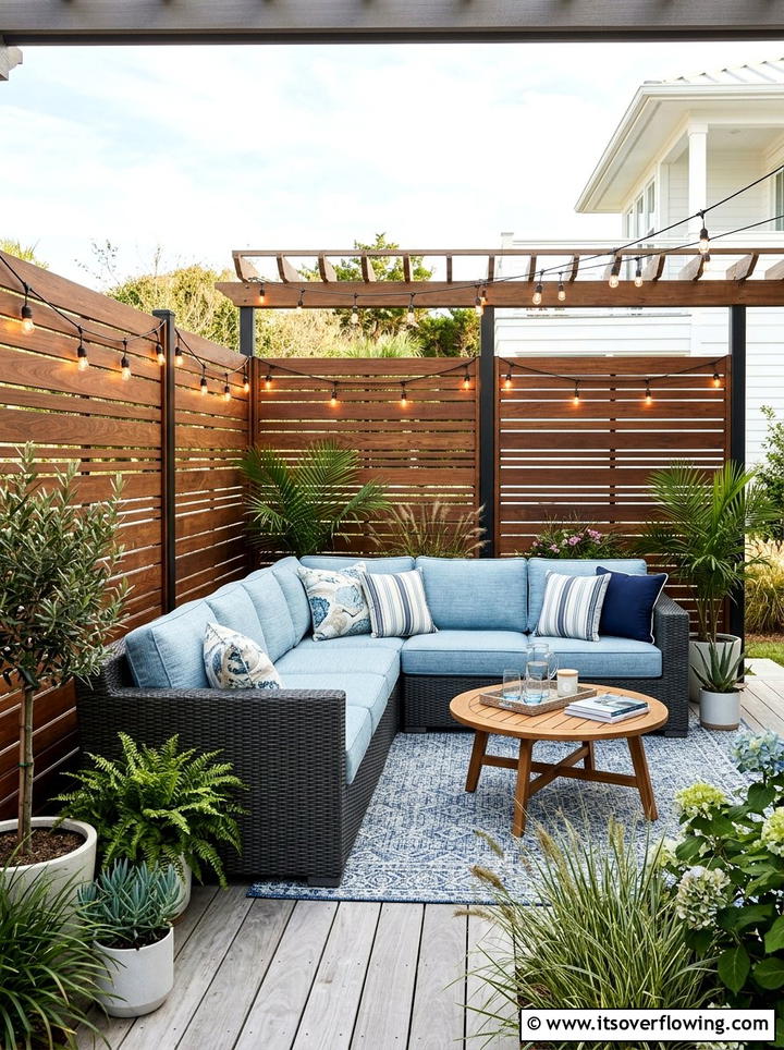Privacy Screen With Outdoor Sofa - 25 small garden ideas with cozy seating