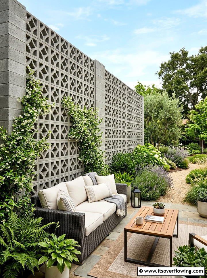 Privacy Wall - 25 recycled garden ideas with concrete blocks