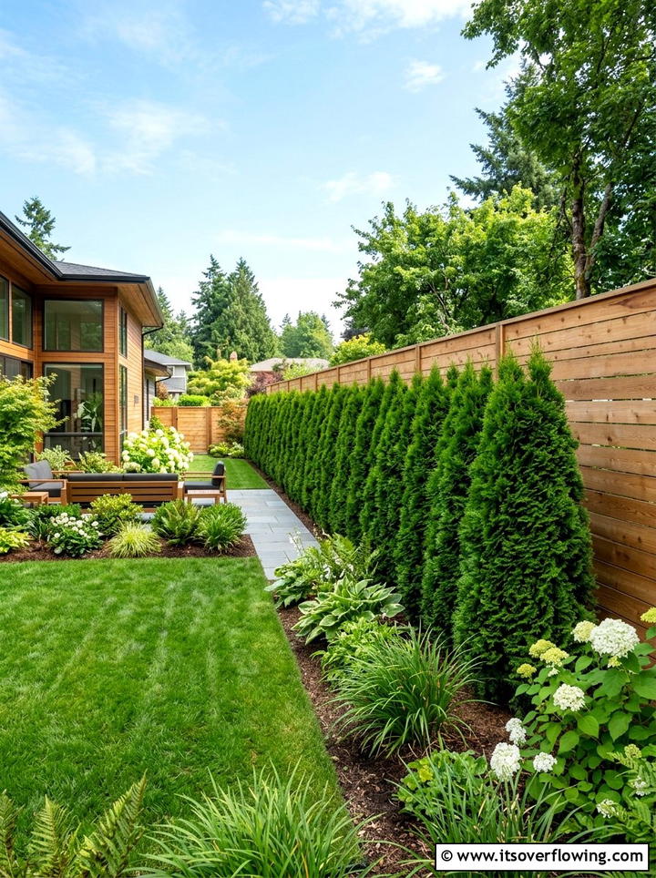 Privacy hedge plants - 25 backyard ideas for townhouse yards