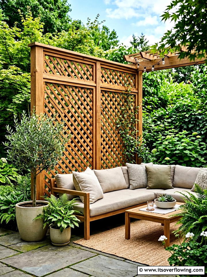 Privacy lattice screen - 25 backyard ideas with lattice wall