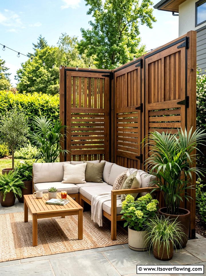 Privacy screen - 25 upcycled garden ideas with old gates