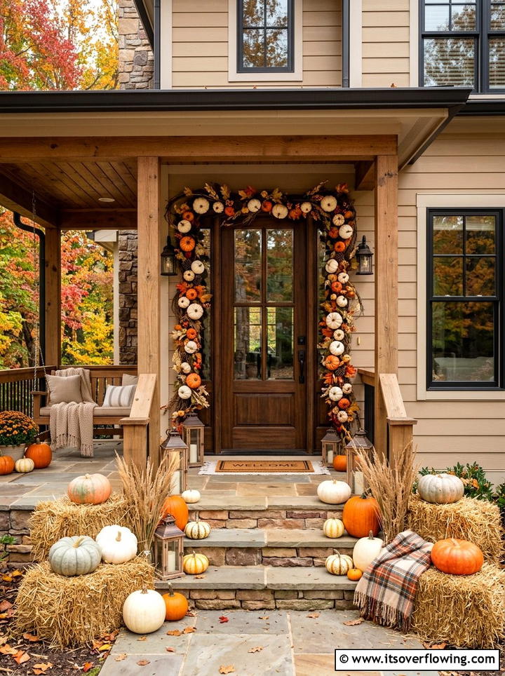 Pumpkin Garland Fall Porch - 25 front porch decor ideas with garlands
