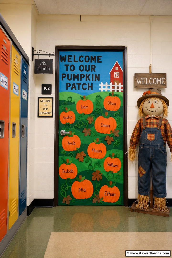 Pumpkin Patch Classroom Door - 50 Fall Door Decor Classroom Ideas for Cozy Entryways