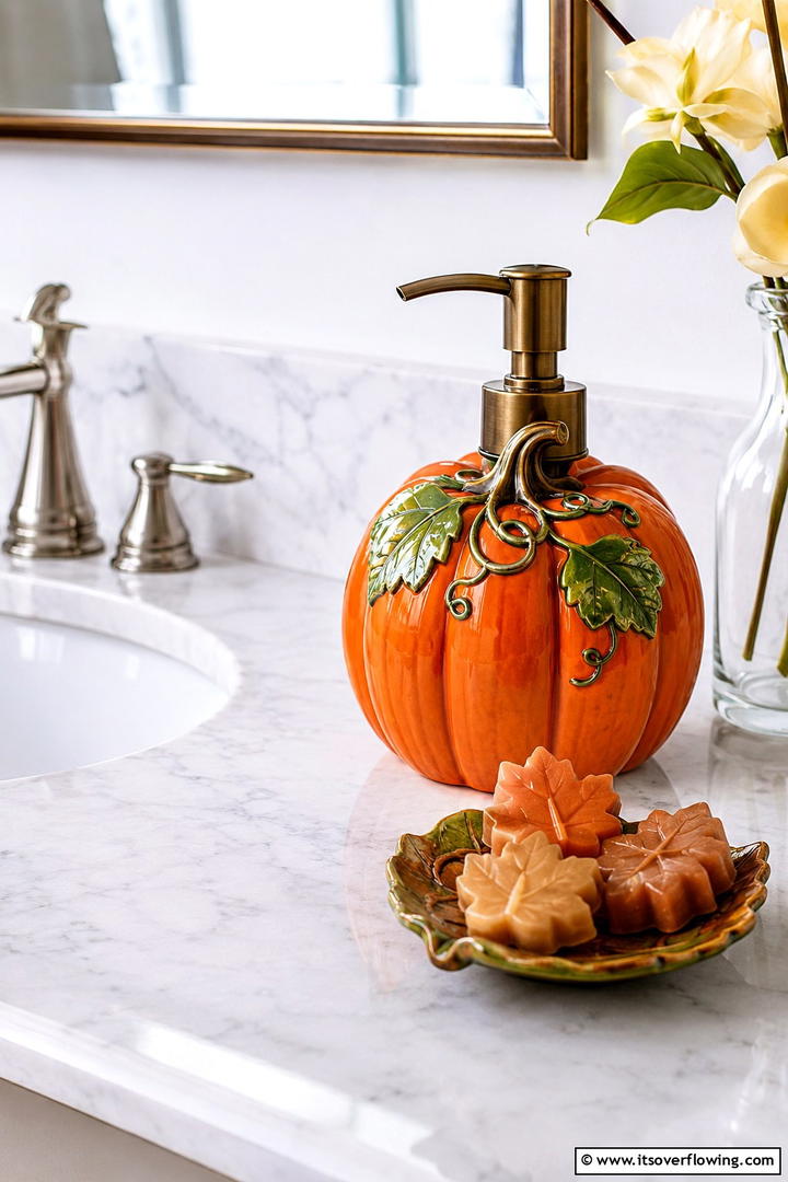 Pumpkin Soap Dispenser - 50 Fall Bathroom Decor Ideas Roundup- Timeless Tips