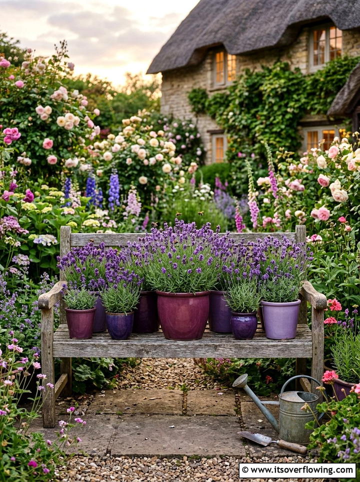 Purple Lavender Pots - 25 creative garden ideas with colorful pots