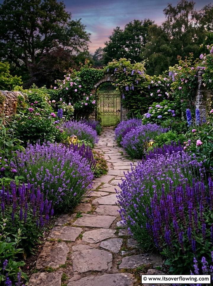 Purple Plant Garden Walkway - 25 garden design ideas with monochrome plants