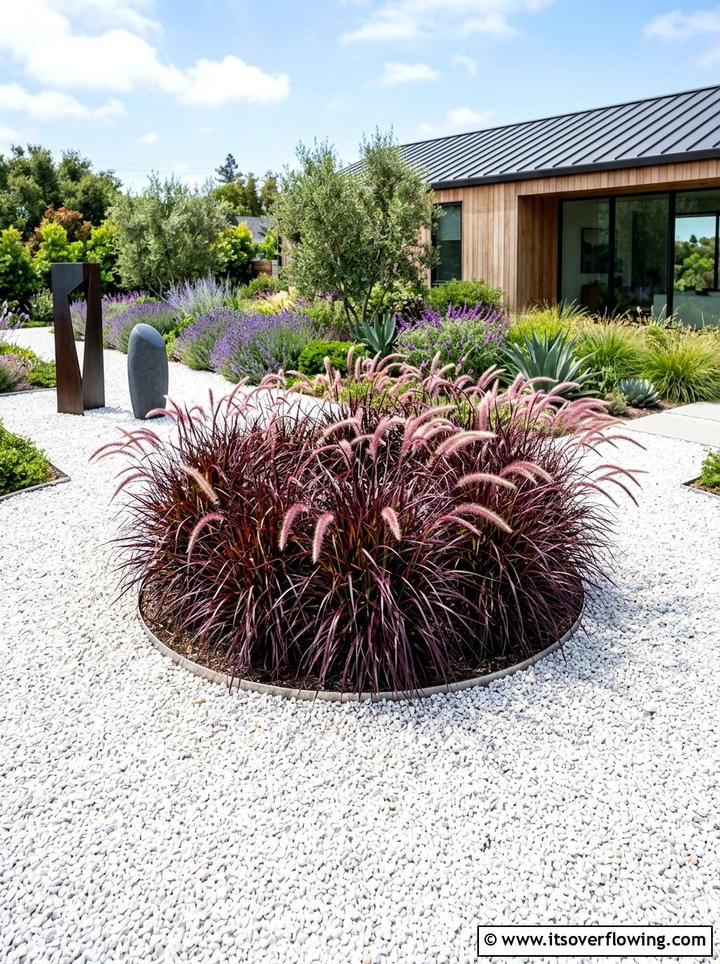 Purple fountain grass focal point - 25 backyard ideas with ornamental grasses