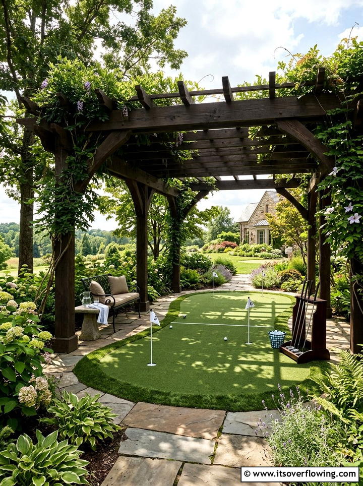 Putting green under pergola - 25 backyard ideas with putting green