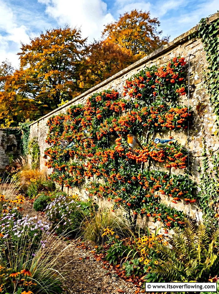 Pyracantha espalier for birds - 25 creative garden ideas with espalier trees