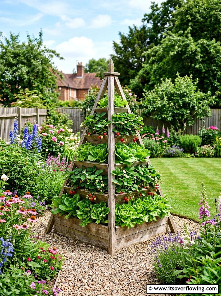 Pyramid planter garden bed - 25 garden ideas with vertical planters