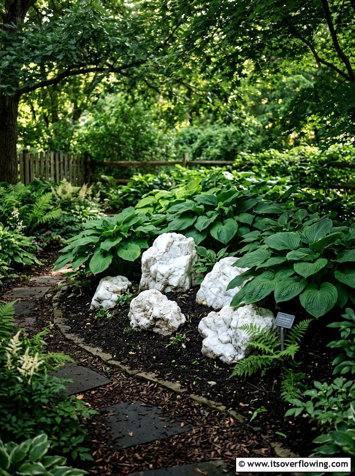 Quartz rock accent - 25 garden ideas with rocks
