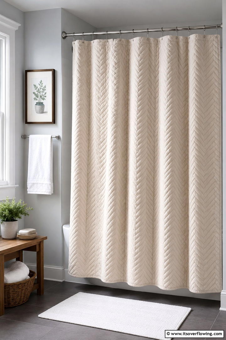 Quilted Shower Curtain - 50 Fall Bathroom Decor Ideas Roundup- Timeless Tips