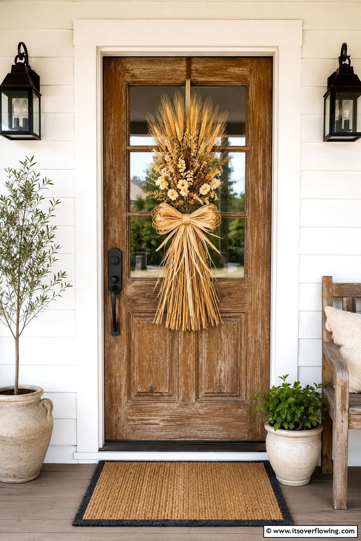 Raffia and Natural Element Bundle - 50 Fall Front Door Decor Ideas Roundup- Curb Appeal