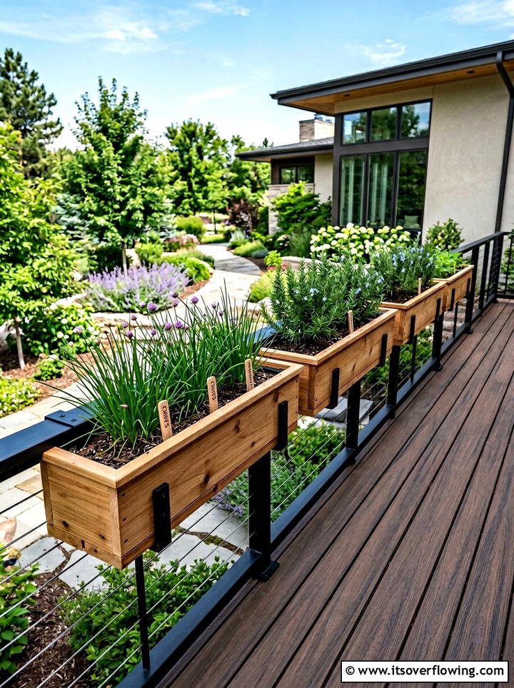 Railing Herb Boxes - 25 front porch ideas with edible plants