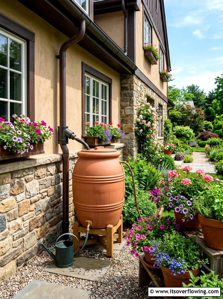 Rain Barrel System - 25 creative garden ideas with sustainable landscaping