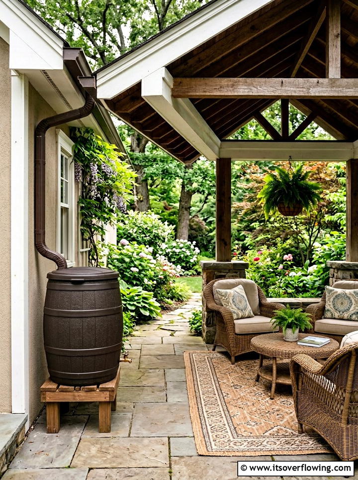 Rain Barrel Under Covered Patio - 25 backyard ideas with rain barrel setup