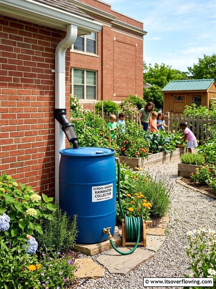 Rain Barrel Water Collector - 25 upcycled garden ideas for schools