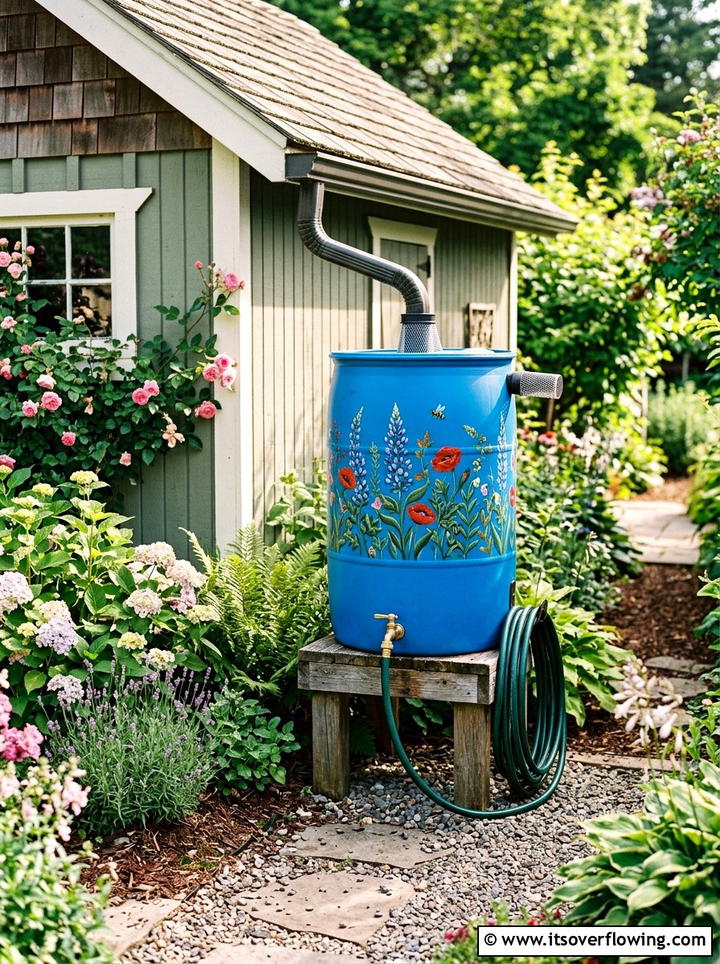 Rain Barrel Water System - 25 recycled garden ideas for community spaces