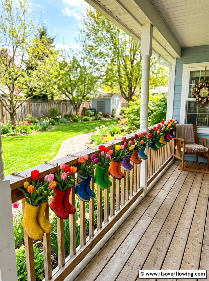 Rain Boot Garden - 25 reusing old things ideas for porch