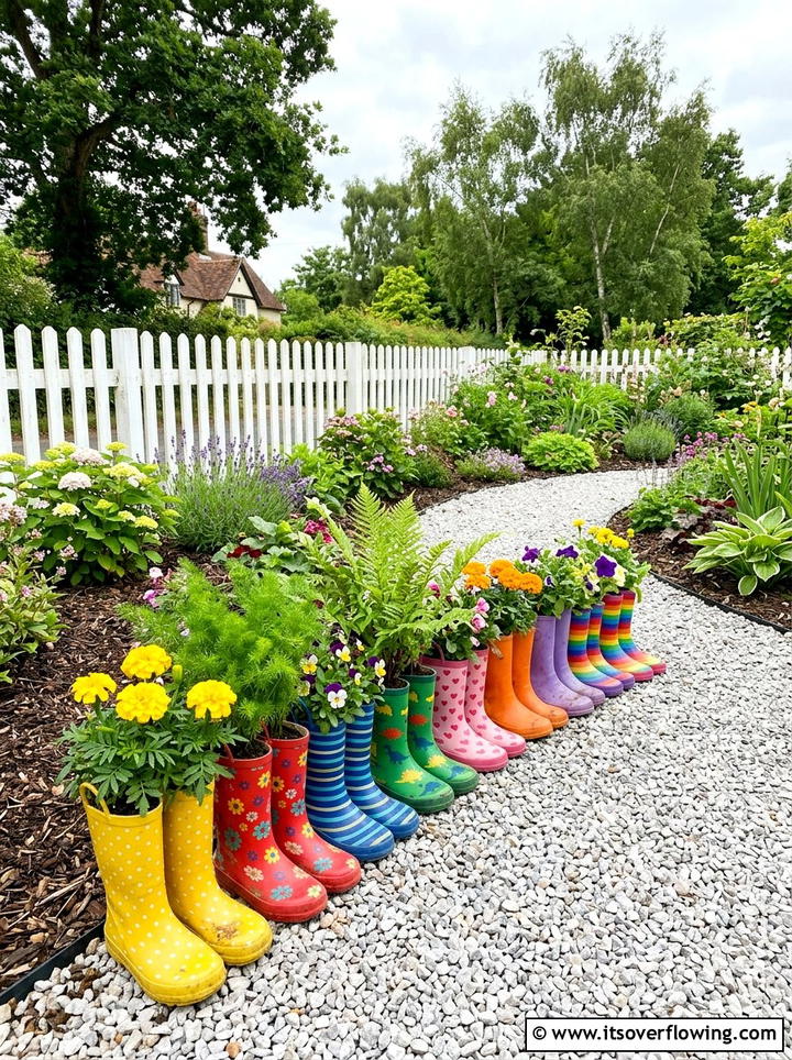 Rain Boot Planter - 25 recycled garden ideas diy
