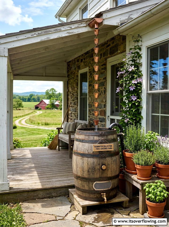 Rain Chain With Rain Barrel - 25 creative garden ideas with rain chains