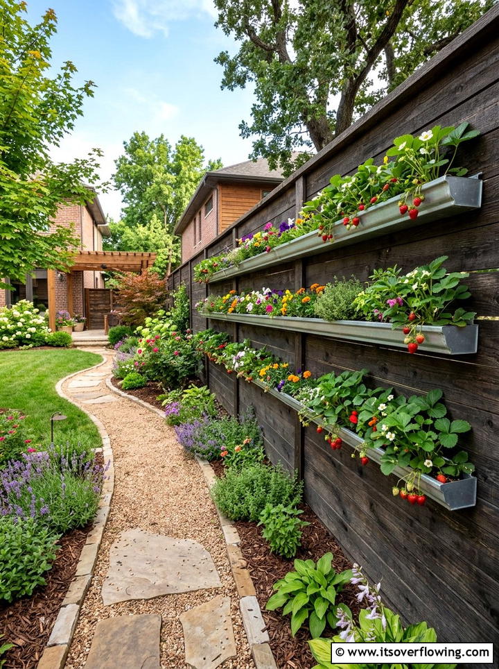 Rain Gutter Fence Garden - 25 recycled garden ideas for small spaces