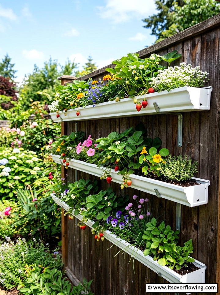 Rain Gutter Garden - 25 garden ideas with vertical gardens