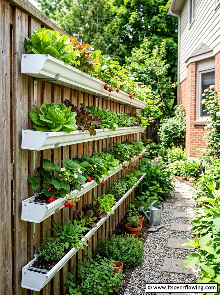 Rain Gutter Planter - 25 reusing old things ideas for small garden