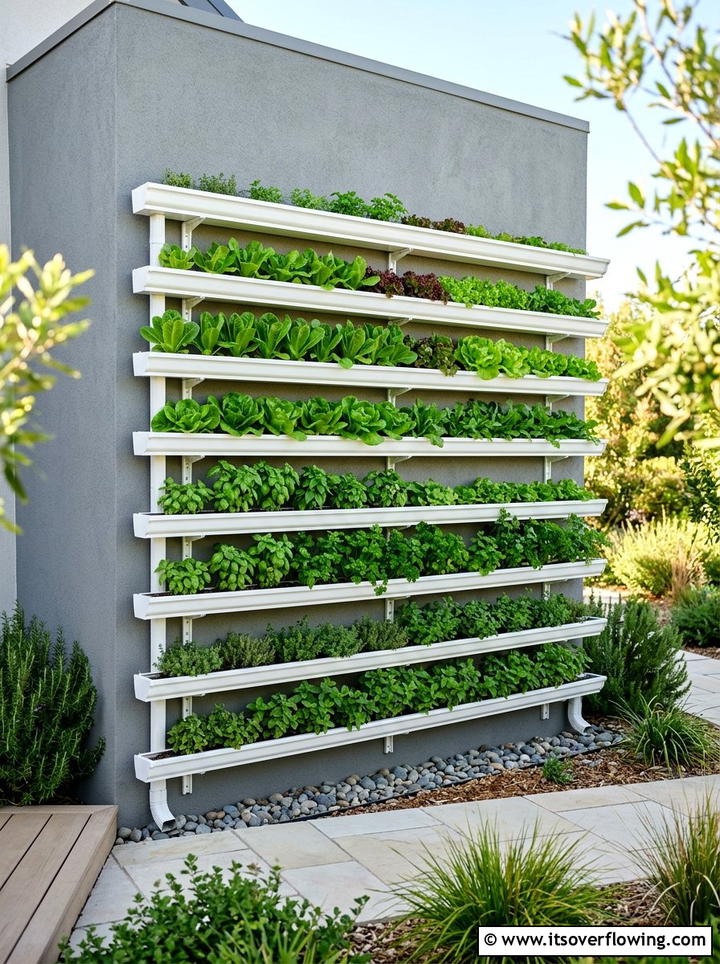 Rain Gutter Wall Garden - 25 cheap garden ideas with simple planters