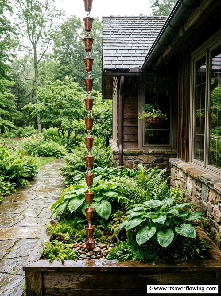 Rain chain gutter collection - 25 garden ideas with rain gutters