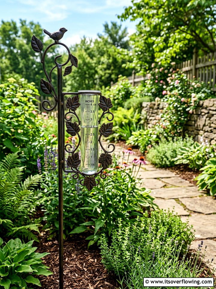 Rain gauge stake - 25 garden ideas with decorative stakes