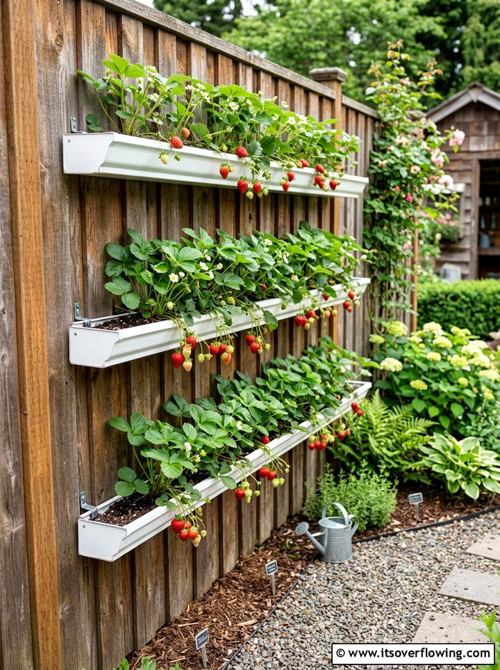 Rain gutter garden wall - 25 creative garden ideas with unusual planters