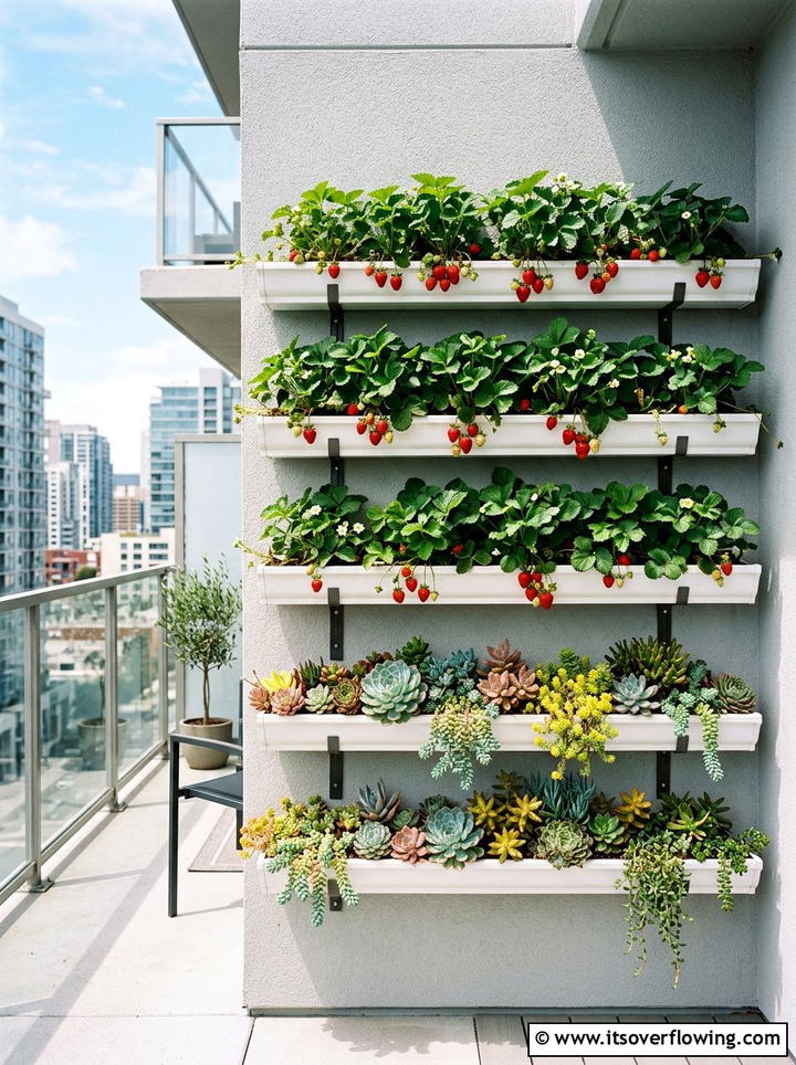 Rain gutter wall garden - 25 upcycled garden ideas for balconies