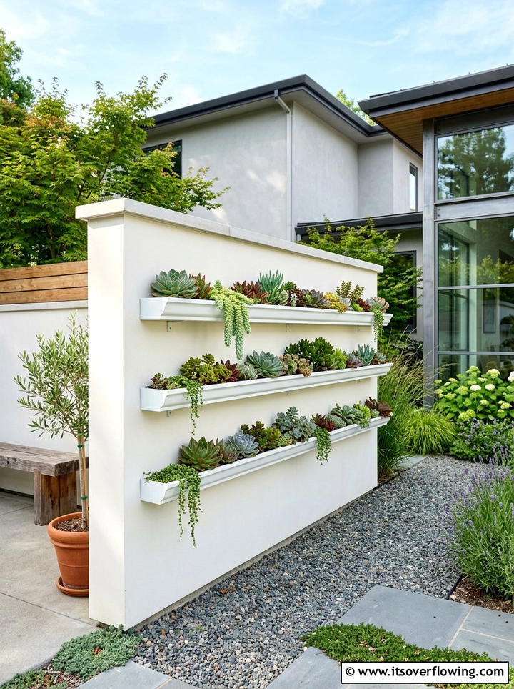 Rain gutter wall garden - 25 cheap garden ideas with repurposed containers