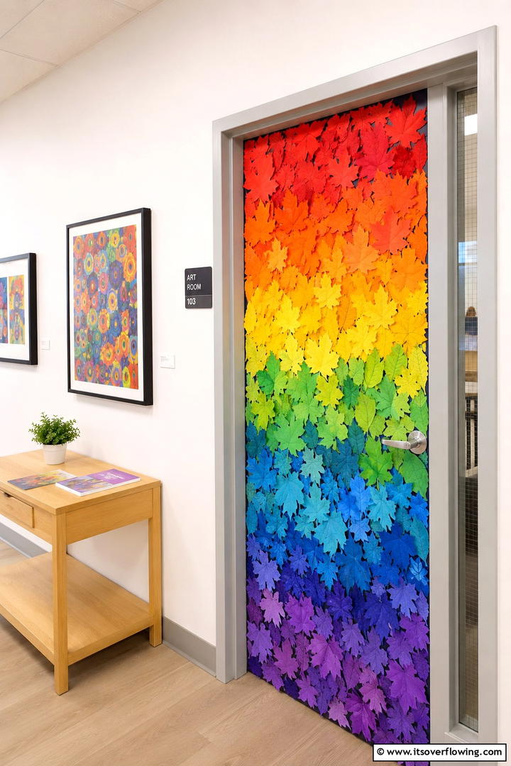 Rainbow Fall Colors - 50 Fall Door Decor Classroom Ideas for Cozy Entryways