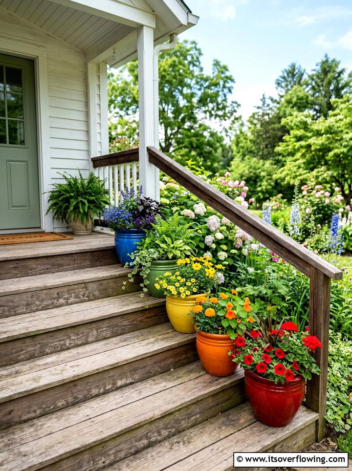 Rainbow planter - 25 front porch ideas with pops of color