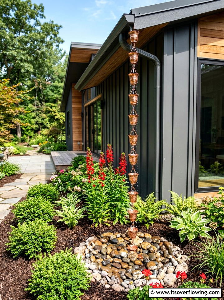 Rainwater Downspout Garden - 25 backyard ideas with rain garden